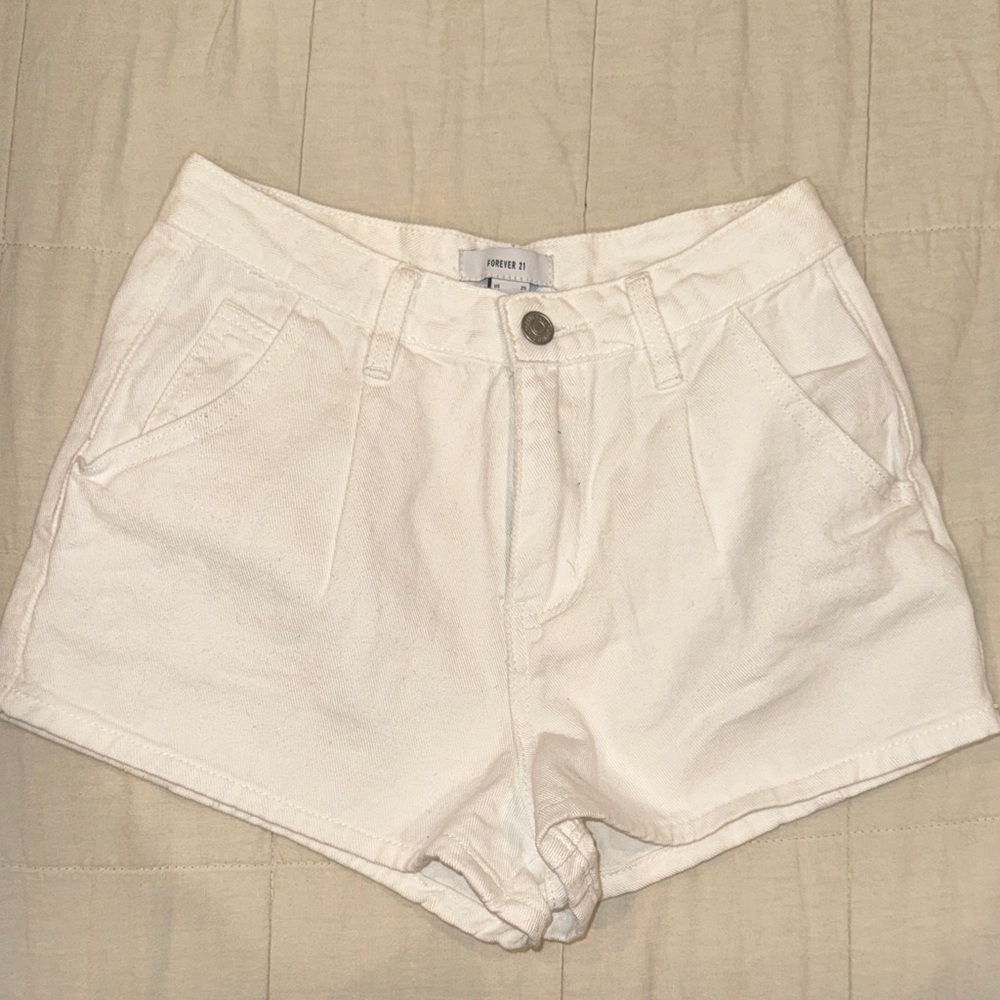 Forever 21 High Waist Cream Shorts